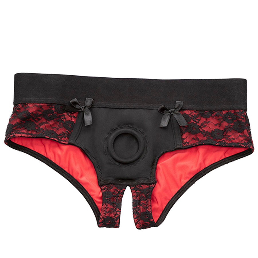 CALEXOTICS - SCANDAL SET VAN OPEN KRUIS SLIPJES MET DILDO MAAT S/M