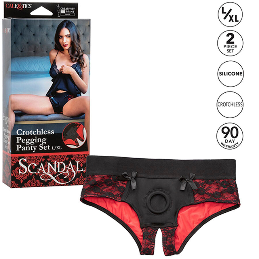 CALEXOTICS - SCANDAL KRUISLOZE SLIPJES SET MET DILDO MAAT L/XL