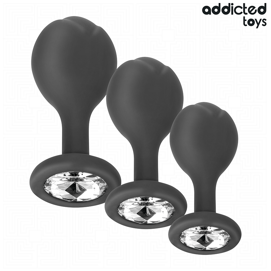 ADDICTED TOYS - SET VAN 3 ANALE PLUGGEN SILICONE MET JUWEEL