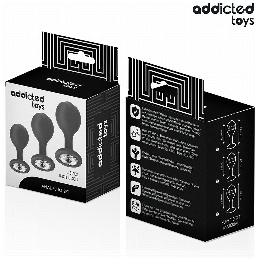 ADDICTED TOYS - SET VAN 3 ANALE PLUGGEN SILICONE MET JUWEEL