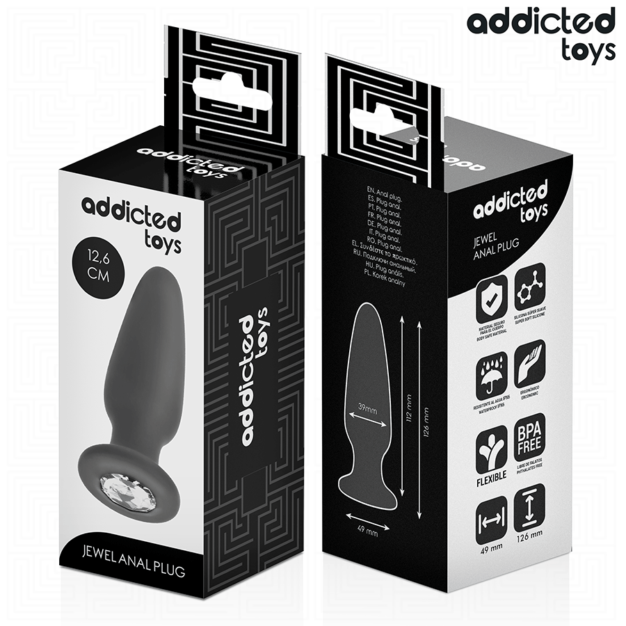 ADDICTED TOYS - ANAALPLUG MET JUWEEL SILICONEN MAAT L 12,6 CM