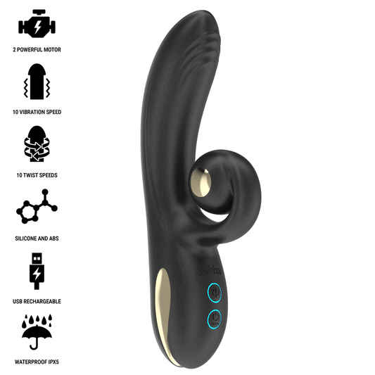 IBIZA - TWISTER VIBRATOR MET CURVESTIMULATOR EN VIBRO-ROTATIE