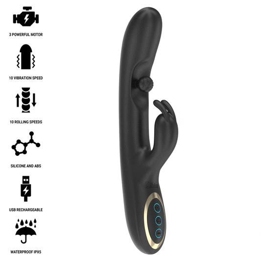 IBIZA - KRACHTIGE KONIJNENVIBRATOR MET MASSERENDE ROLLENDE PAREL