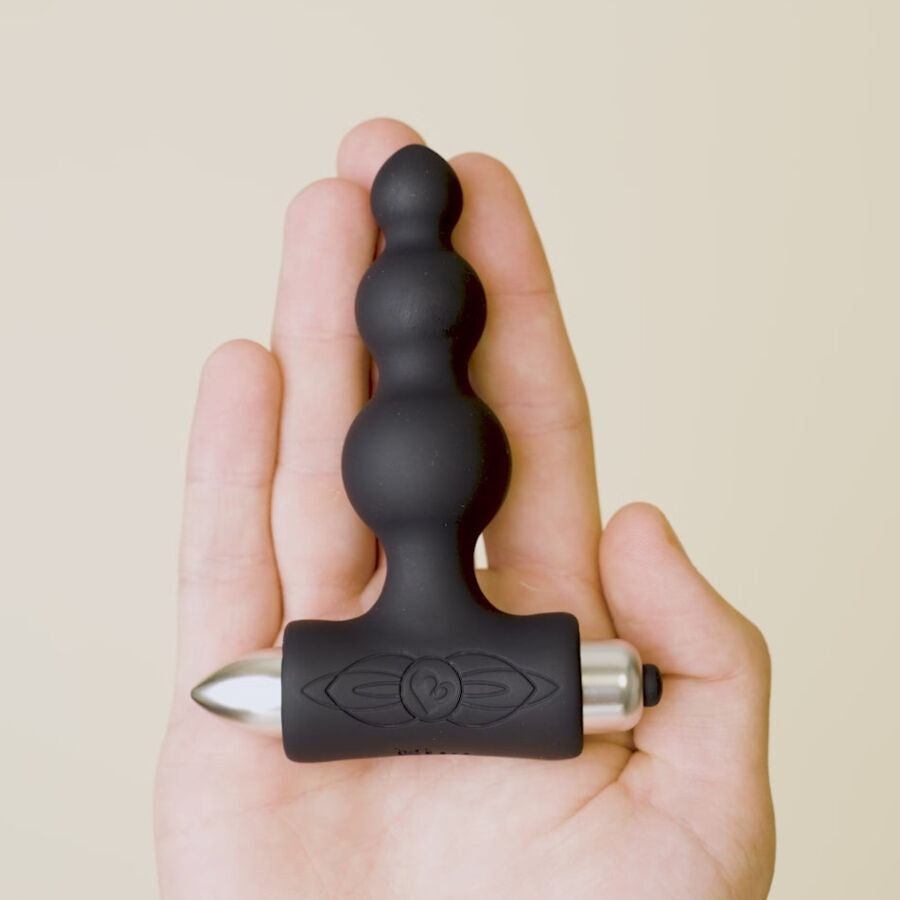 ROCKS- OFF - PETITE SENSATIONS ANAL PLUG VIBRATOR ZWART MET BELLETJES