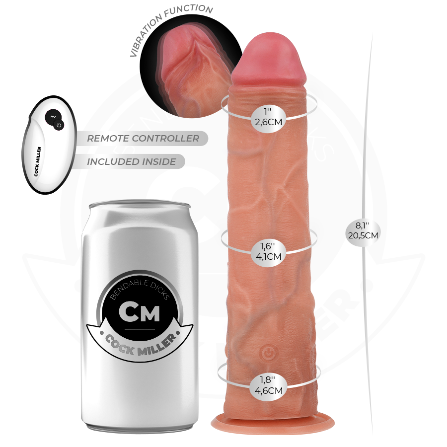 COCK MILLER - REALISTISCHE DILDO MET ZUIGNAP EN AFSTANDSBEDIENING TRILLING 20,5 CM