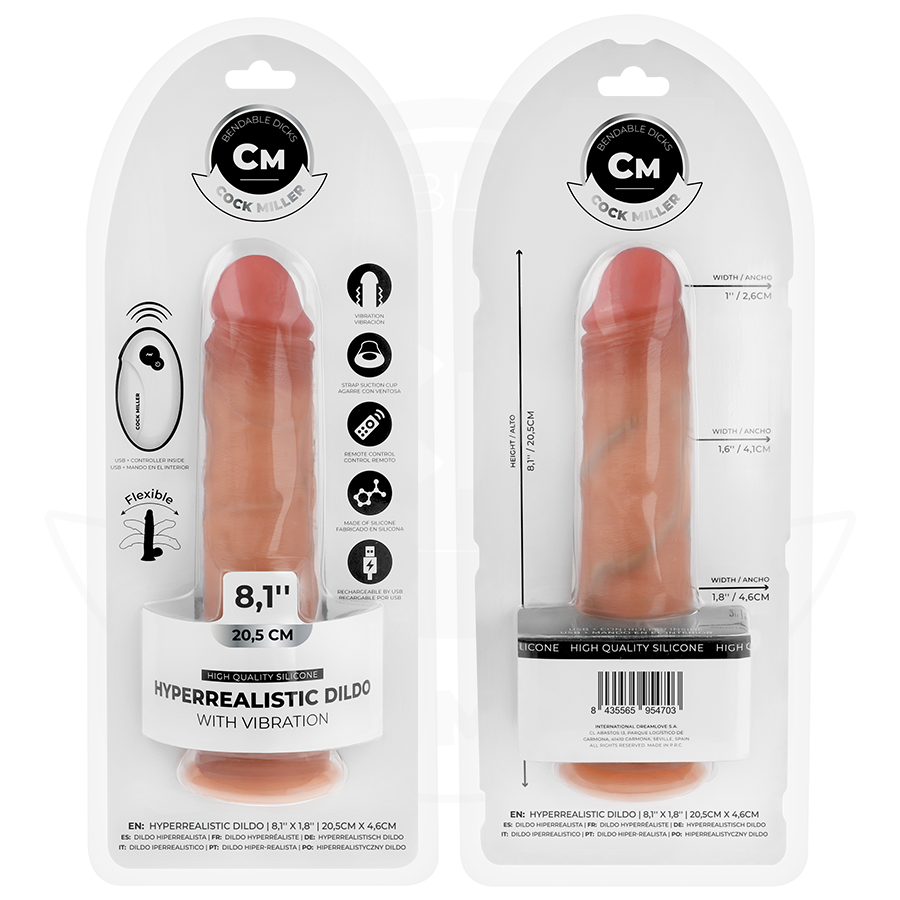COCK MILLER - REALISTISCHE DILDO MET ZUIGNAP EN AFSTANDSBEDIENING TRILLING 20,5 CM
