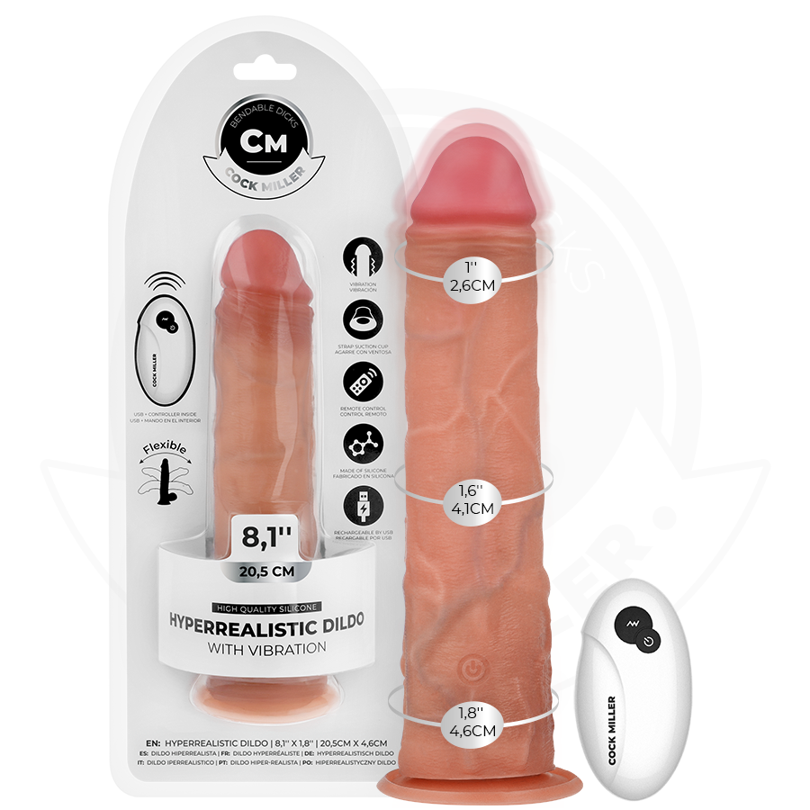 COCK MILLER - REALISTISCHE DILDO MET ZUIGNAP EN AFSTANDSBEDIENING TRILLING 20,5 CM