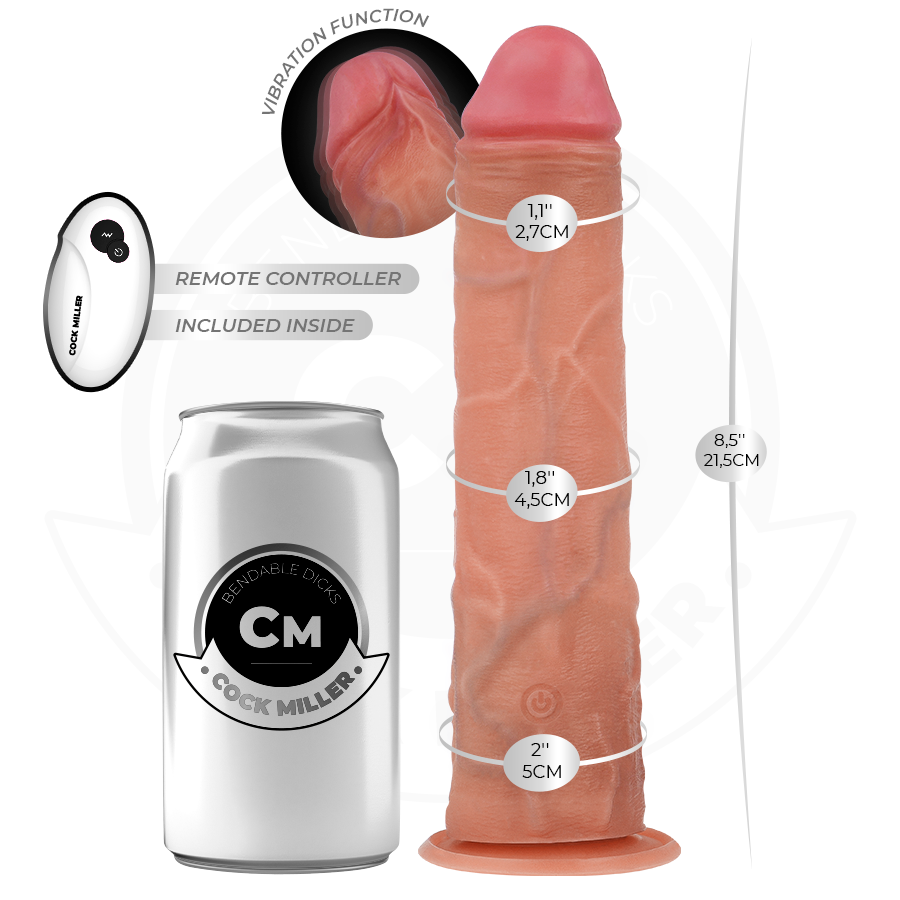 COCK MILLER - REALISTISCHE DILDO MET ZUIGNAP EN TRILLING MET AFSTANDSBEDIENING 21,5 CM