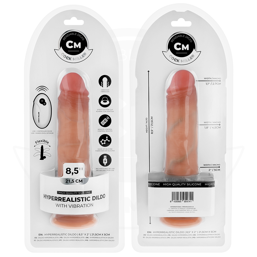 COCK MILLER - REALISTISCHE DILDO MET ZUIGNAP EN TRILLING MET AFSTANDSBEDIENING 21,5 CM