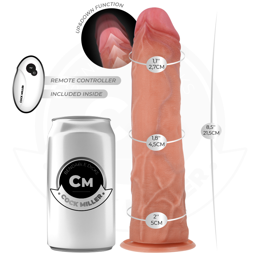 COCK MILLER - HYPERREALISTISCHE DILDO MET ZUIGNAP EN THRUSTFUNCTIE MET AFSTANDSBEDIENING 21,5 CM