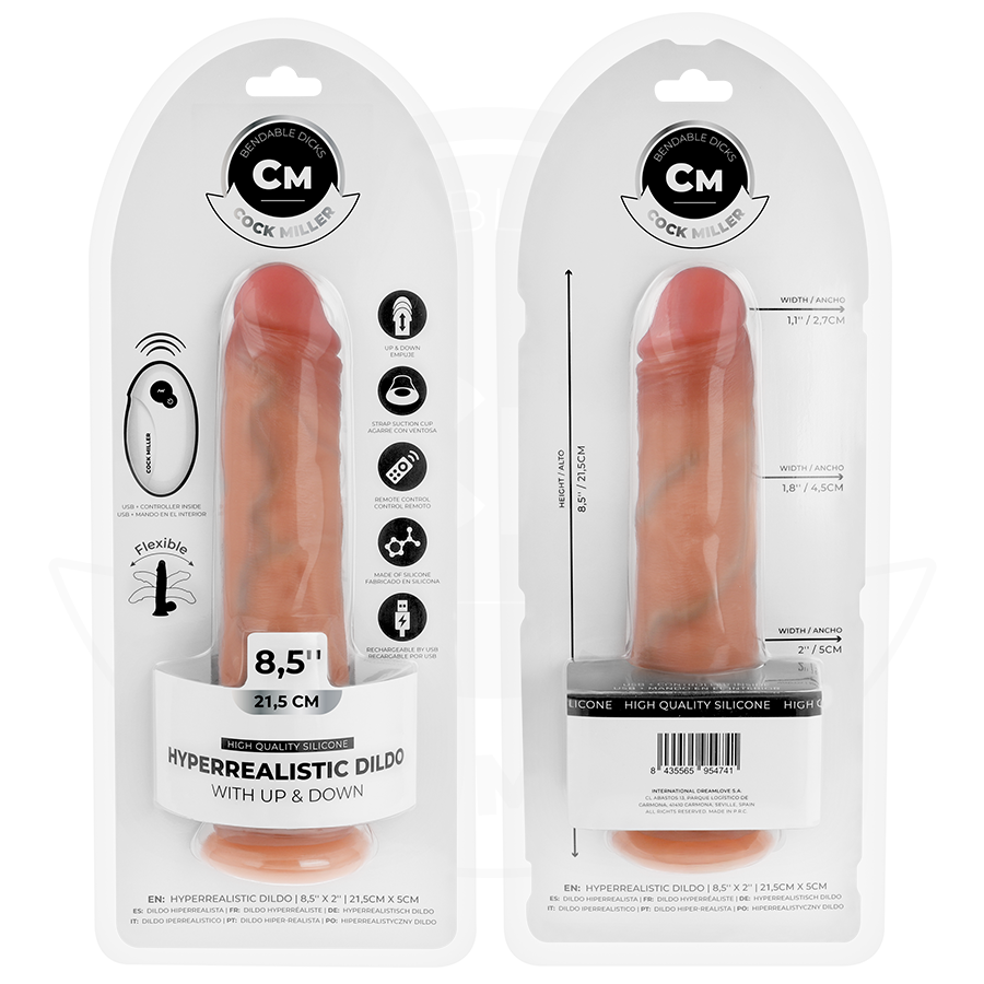 COCK MILLER - HYPERREALISTISCHE DILDO MET ZUIGNAP EN THRUSTFUNCTIE MET AFSTANDSBEDIENING 21,5 CM