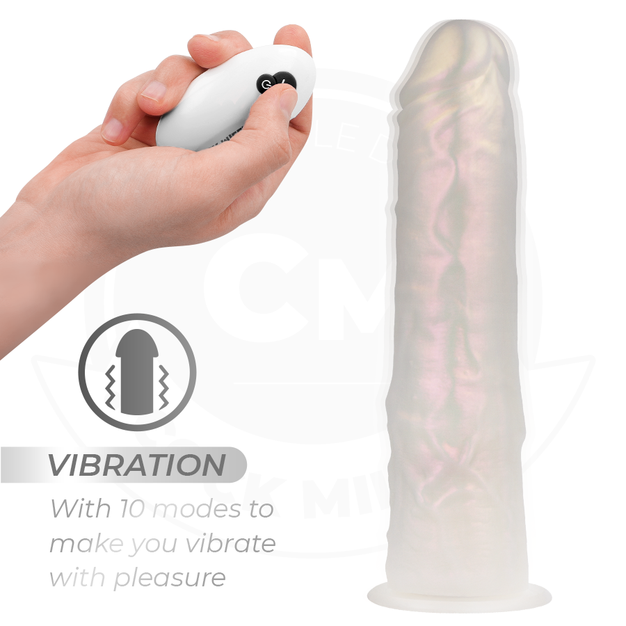 COCK MILLER - DILDO MET ZUIGNAP, LICHTEN EN TRILLINGEN MET AFSTANDSBEDIENING WIT 21,5 CM