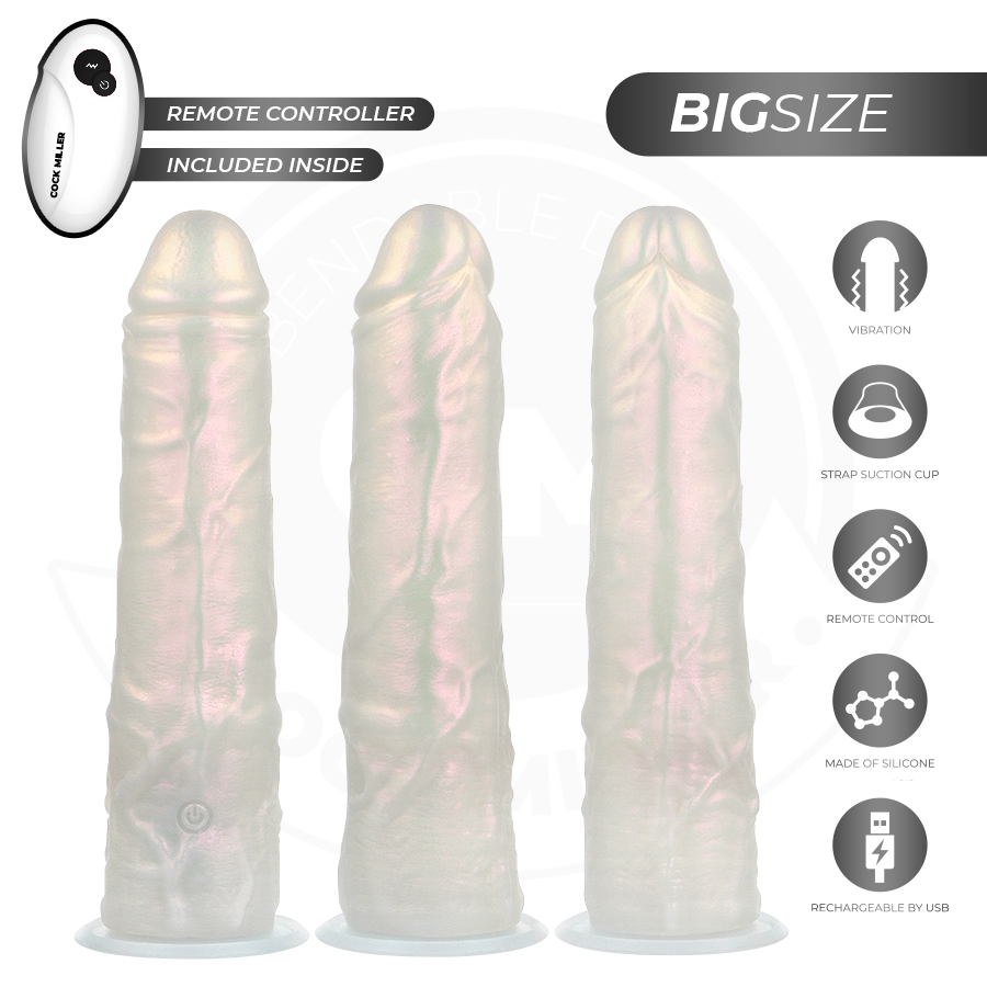 COCK MILLER - DILDO MET ZUIGNAP, LICHTEN EN TRILLINGEN MET AFSTANDSBEDIENING WIT 21,5 CM