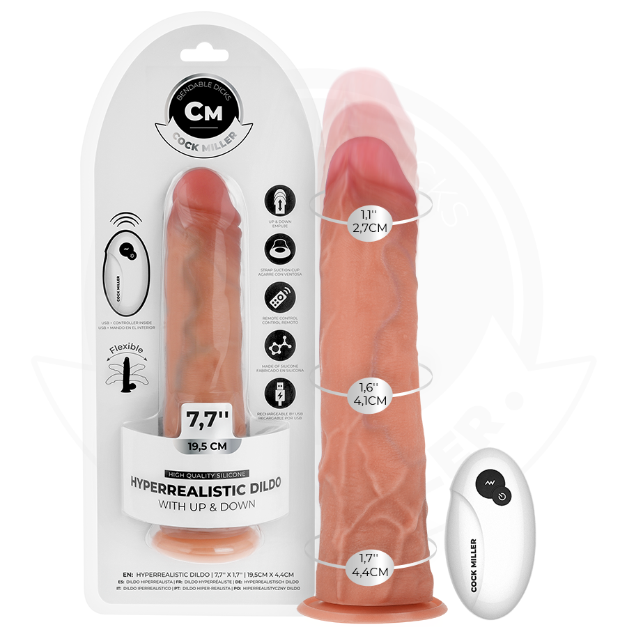 COCK MILLER - HYPERREALISTISCHE DILDO MET ZUIGNAP EN AFSTANDSBEDIENING VOOR STOTEN 19,5 CM