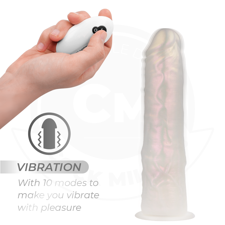 COCK MILLER - DILDO MET ZUIGNAP, LICHT EN TRILLING MET AFSTANDSBEDIENING WIT 19,5 CM