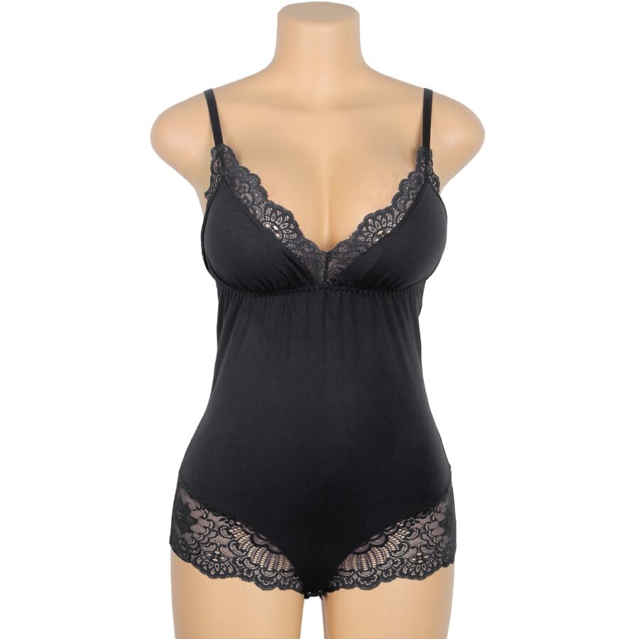 SUBBLIME - ZWARTE TEDDY MET BLOEMENKANT DETAIL S/M