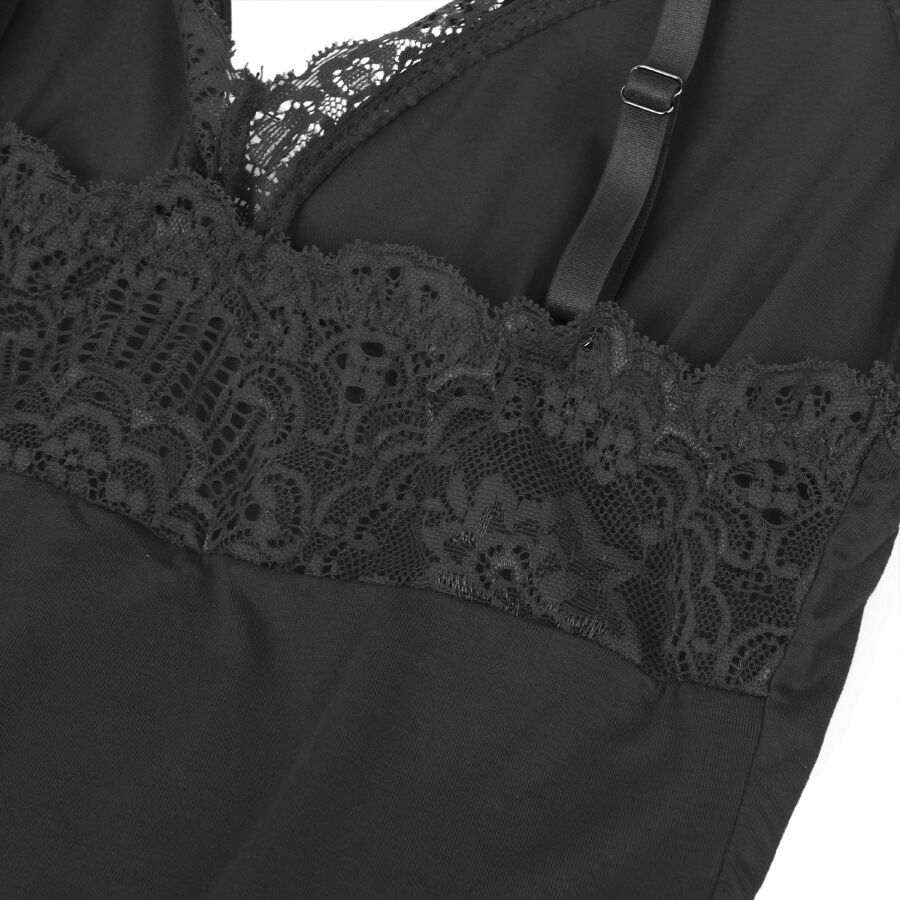SUBBLIME - ZWARTE TEDDY MET BLOEMENKANT DETAIL S/M