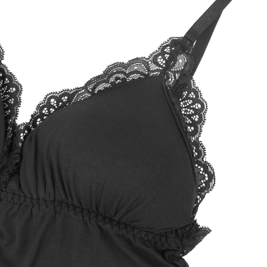 SUBBLIME - ZWARTE TEDDY MET BLOEMENKANT DETAIL S/M