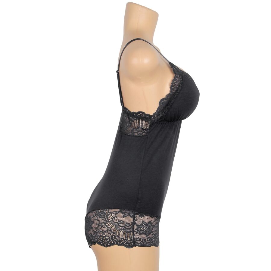 SUBBLIME - ZWARTE TEDDY MET BLOEMENKANT DETAIL S/M