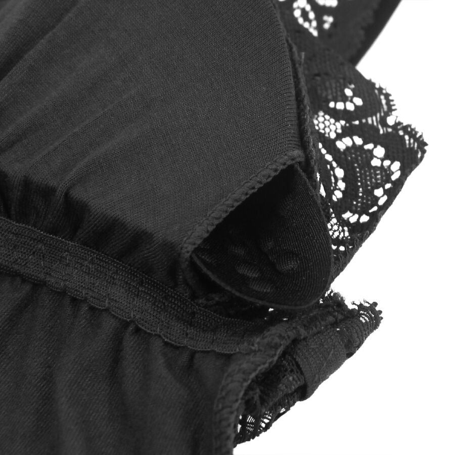SUBBLIME - ZWARTE TEDDY MET BLOEMENKANT DETAIL S/M