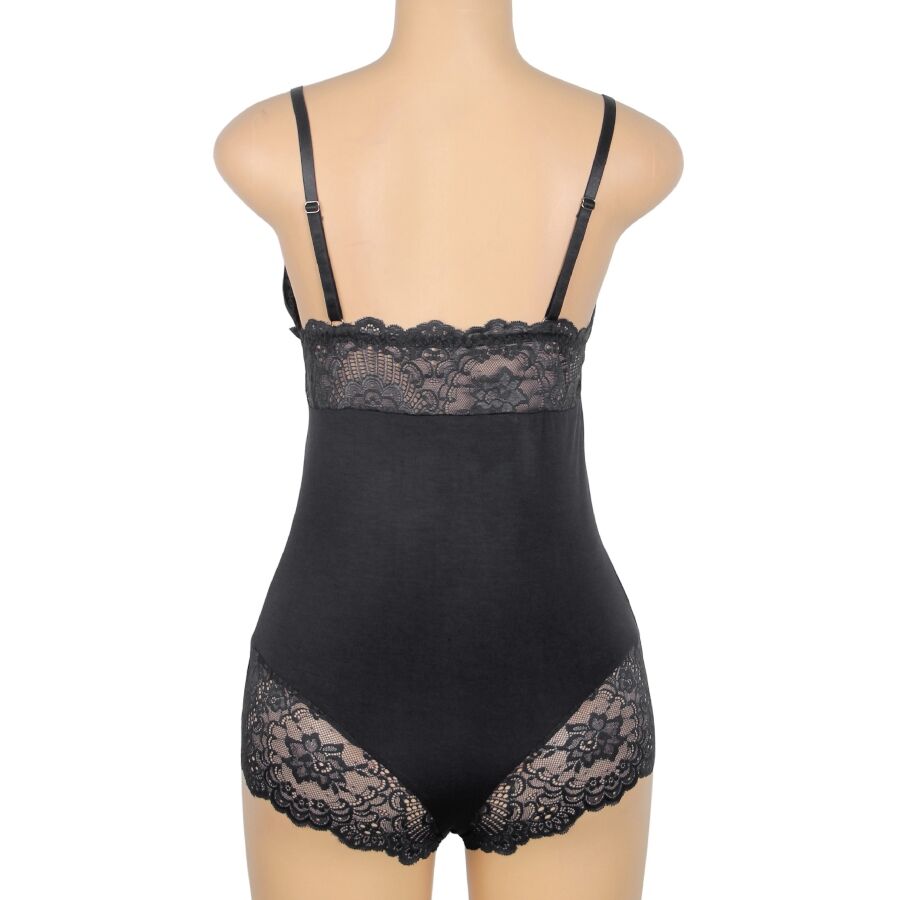 SUBBLIME - ZWARTE TEDDY MET BLOEMENKANT DETAIL S/M