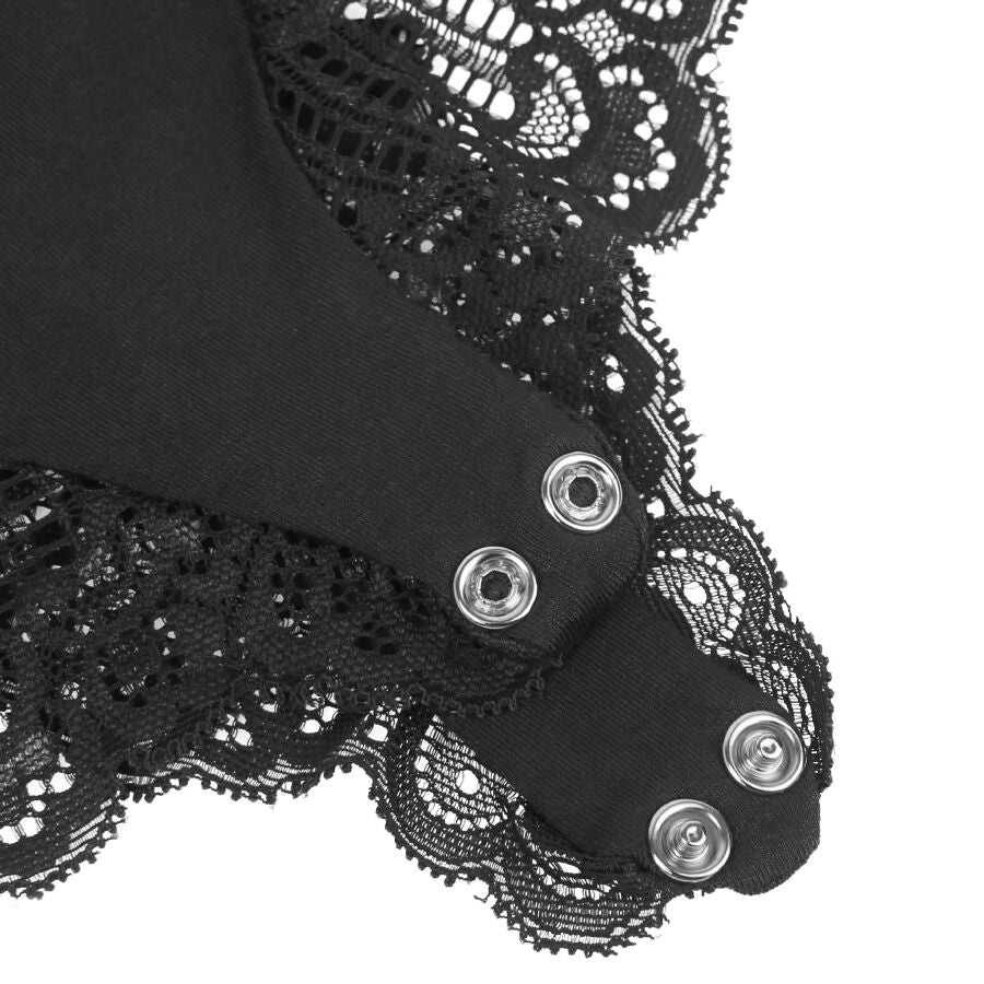 SUBBLIME - ZWARTE TEDDY MET BLOEMENKANT DETAIL S/M