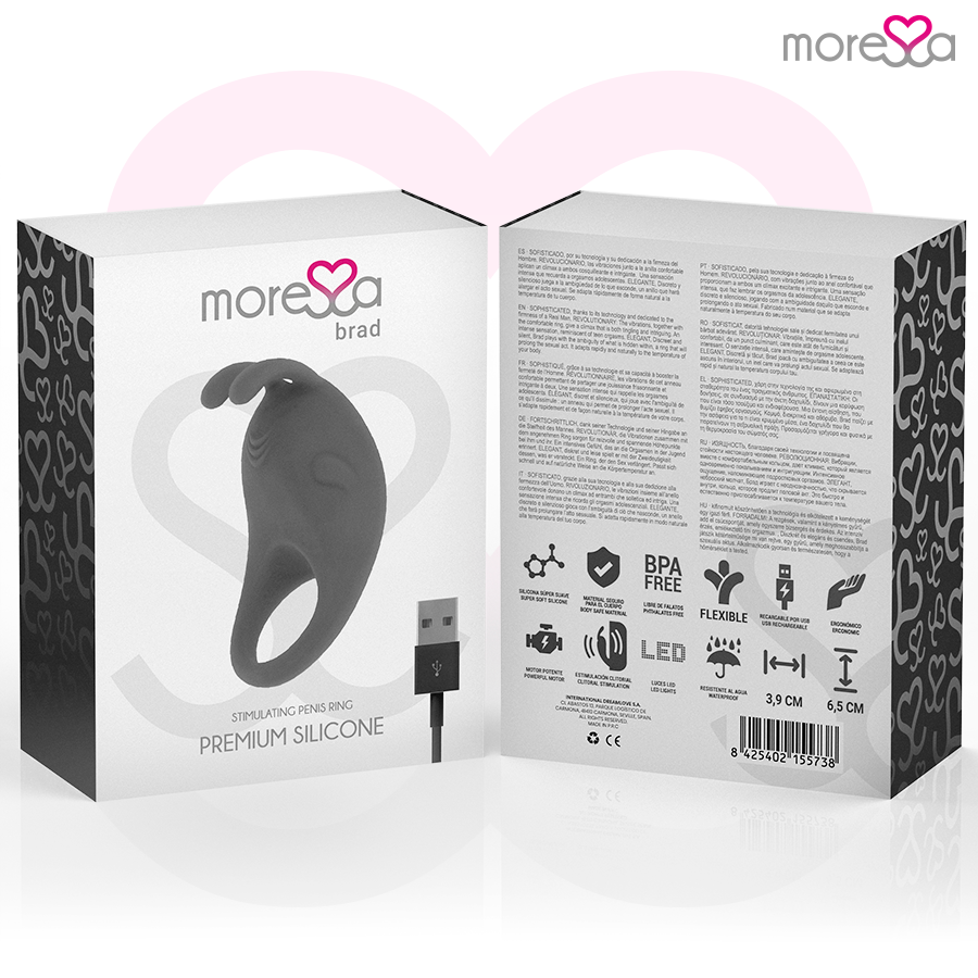 MORESSA - BRAD PREMIUM SILICONEN OPLAADBAAR ZWART