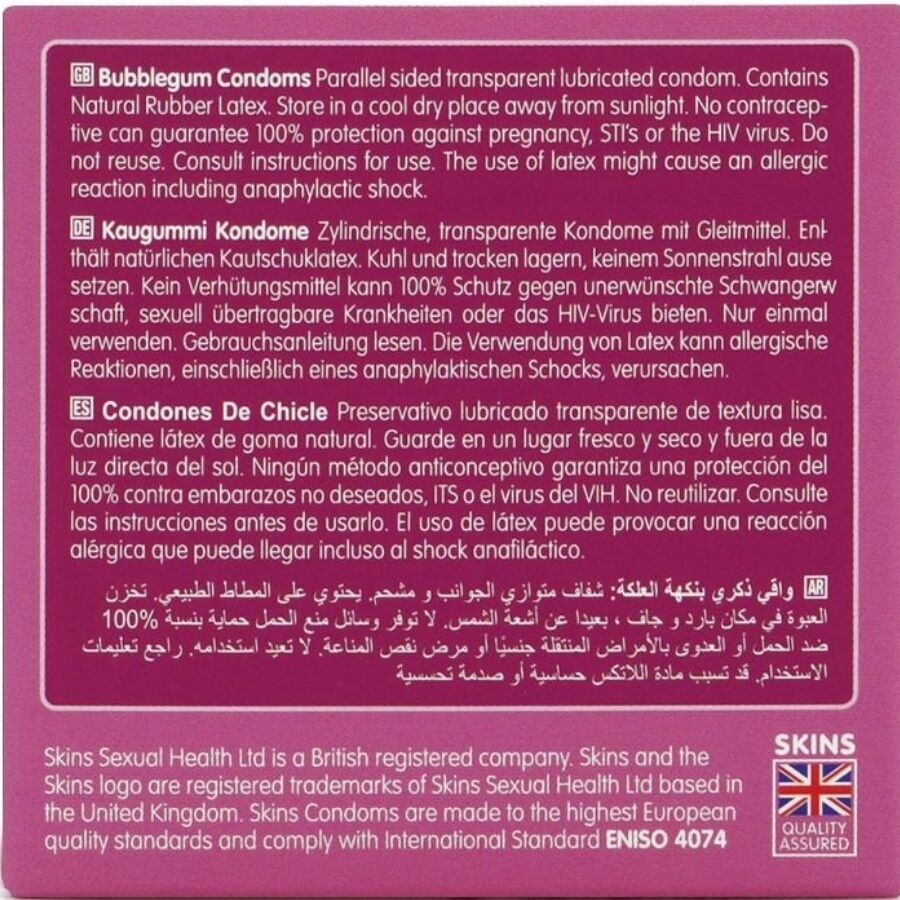 SKINS - BUBBLEGUM PREMIUM CONDOMS PAK 4
