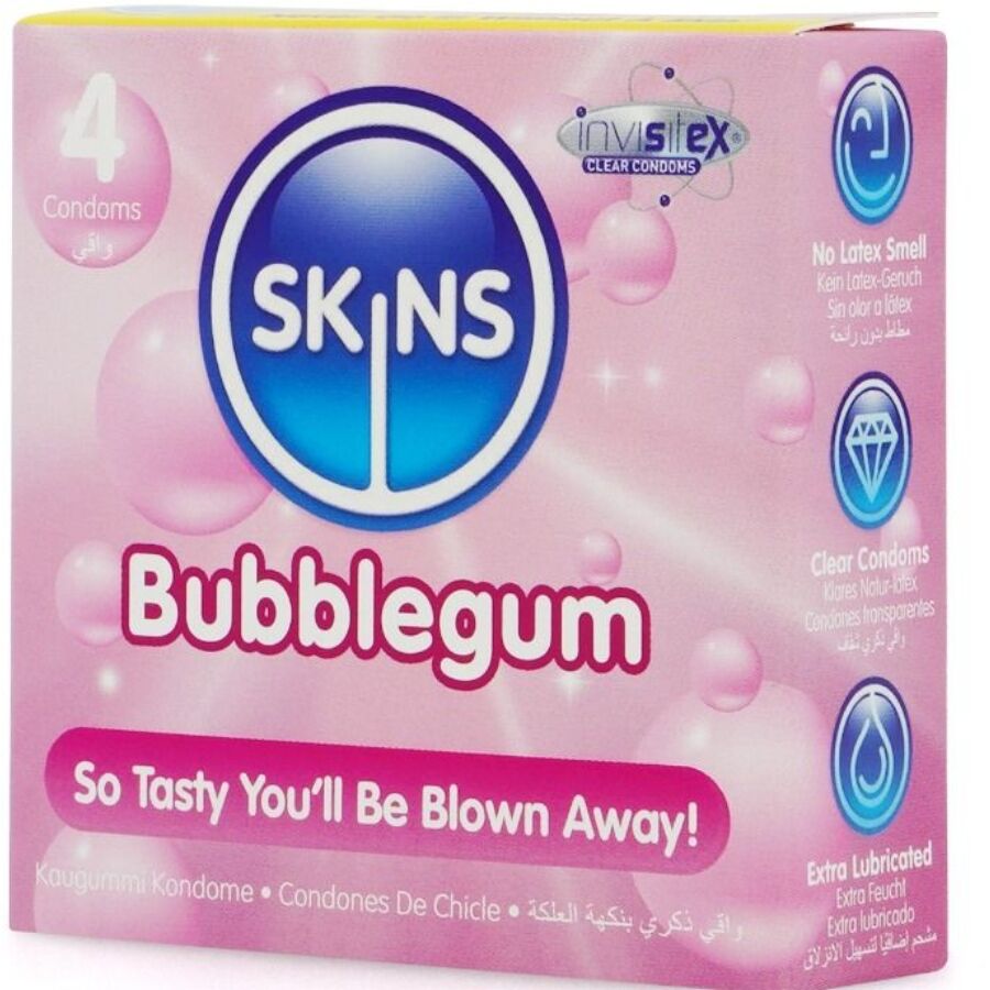 SKINS - BUBBLEGUM PREMIUM CONDOMS PAK 4
