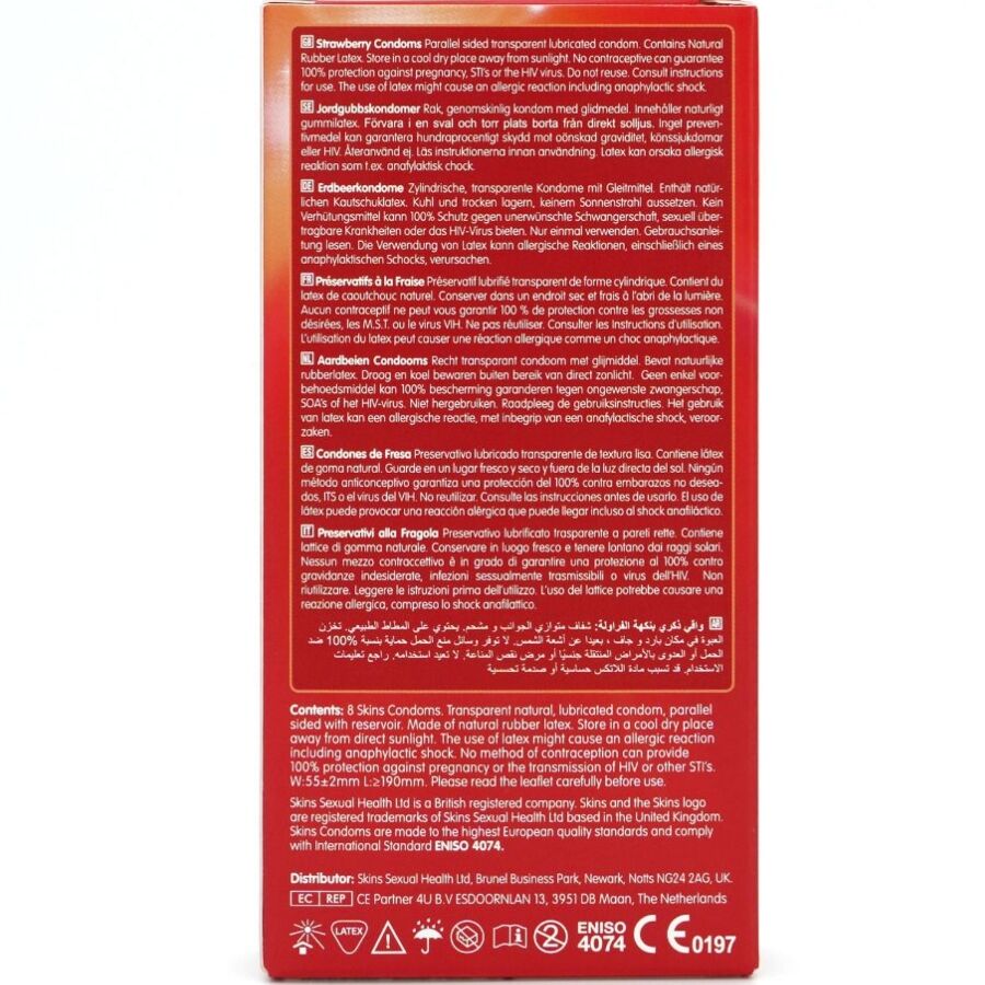 SKINS - AARDBEI PREMIUM CONDOMS PAK 8