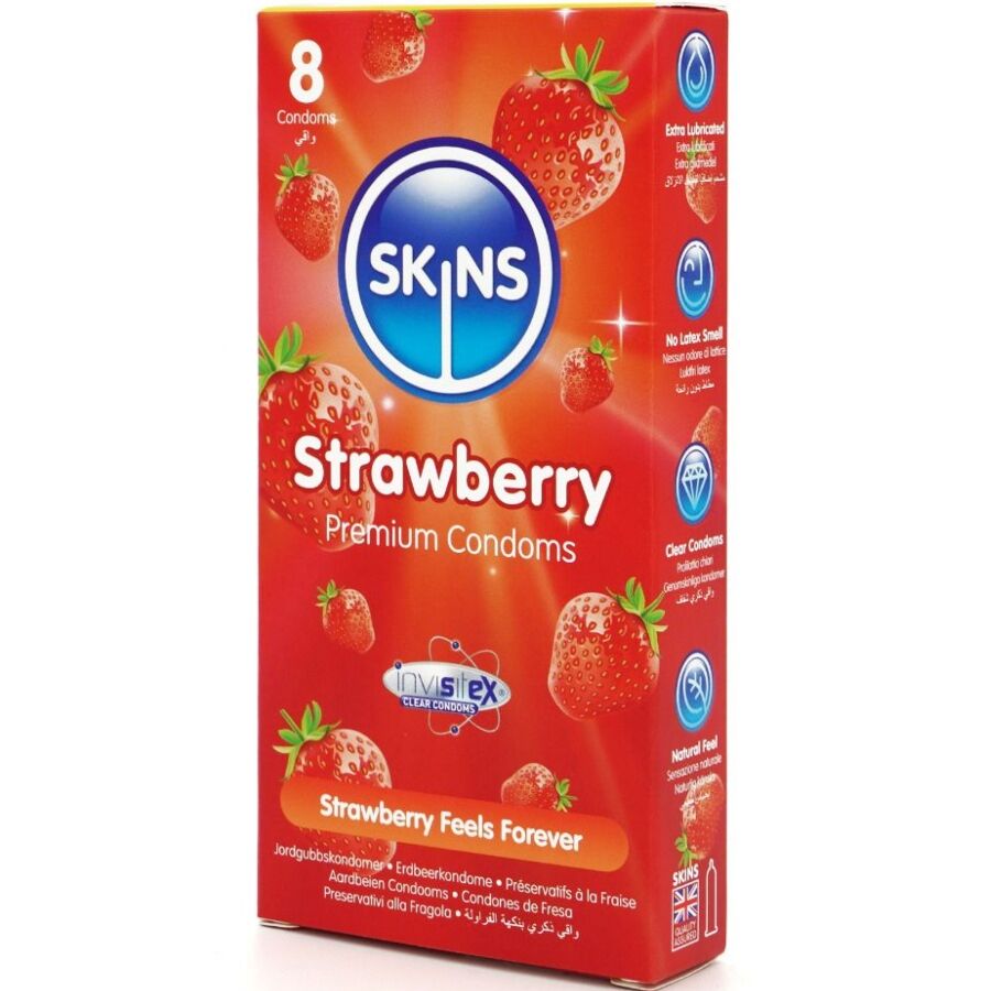 SKINS - AARDBEI PREMIUM CONDOMS PAK 8