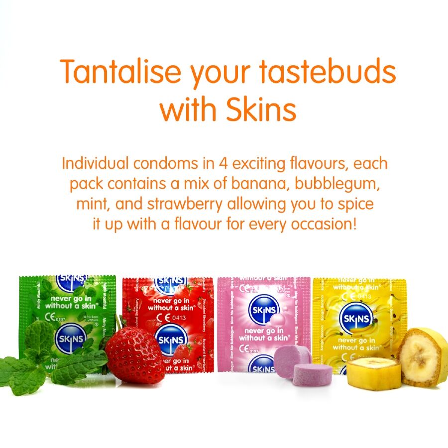 SKINS - CONDOMS MET MEERDERE SMAKEN, PREMIUM VERPAKKING 16 STUKS