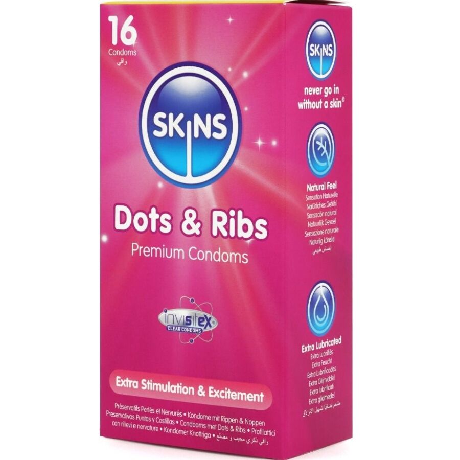 SKINS - DOTS & RIBS PREMIUM CONDOMS PAK 16
