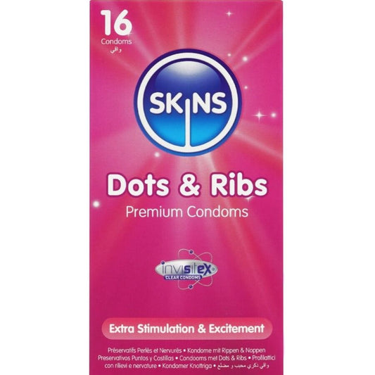 SKINS - DOTS & RIBS PREMIUM CONDOMS PAK 16