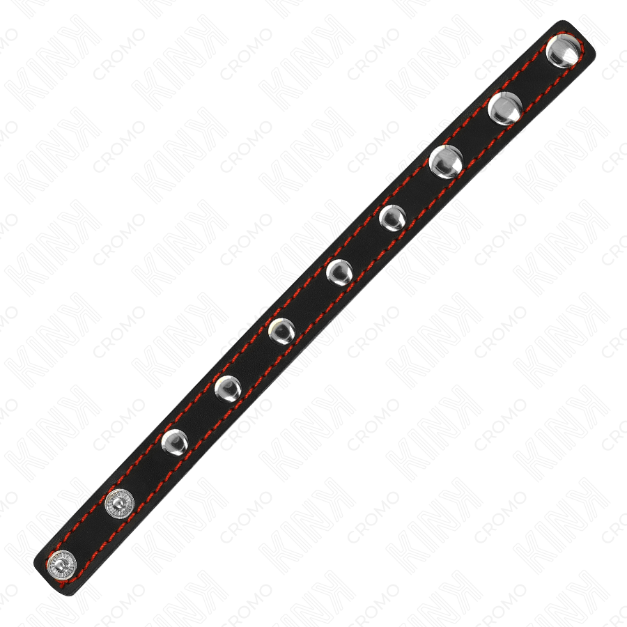 KINK - LEREN PENISRING MET DRUKSLUITING RODE VOERING 21 X 1,5 CM