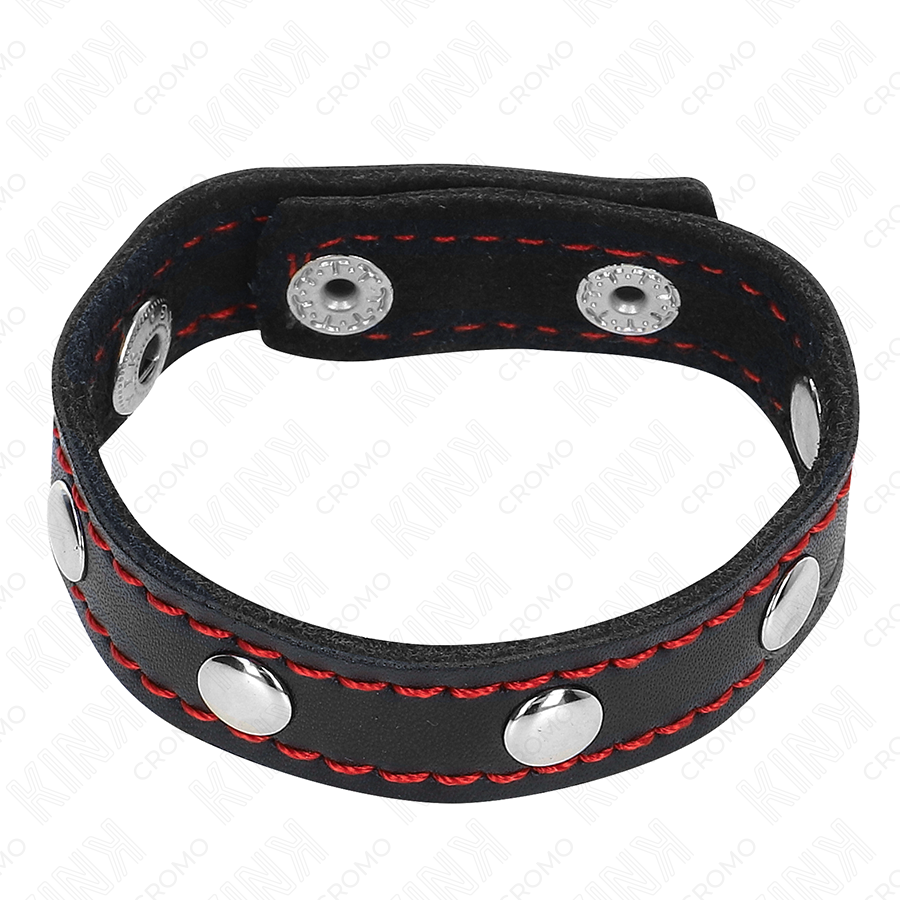 KINK - LEREN PENISRING MET DRUKSLUITING RODE VOERING 21 X 1,5 CM