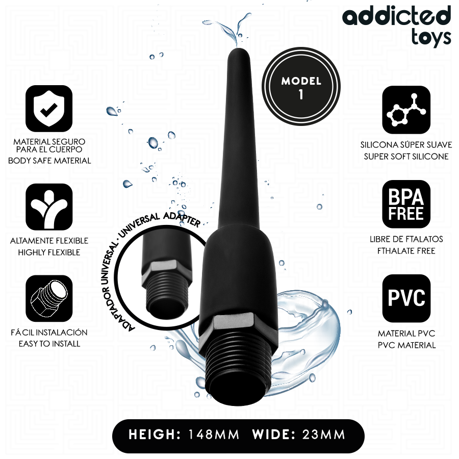 ADDICTED TOYS - ANAALREINIGER MET UNIVERSELE ADAPTER MODEL 1