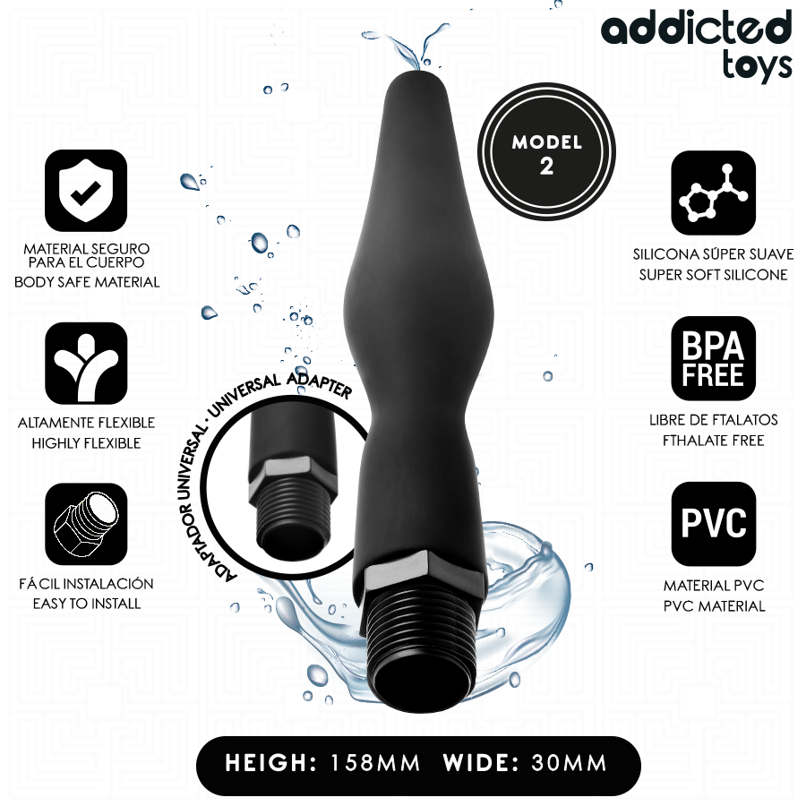 ADDICTED TOYS - ANAAL REINIGER MET UNIVERSELE ADAPTER MODEL 2