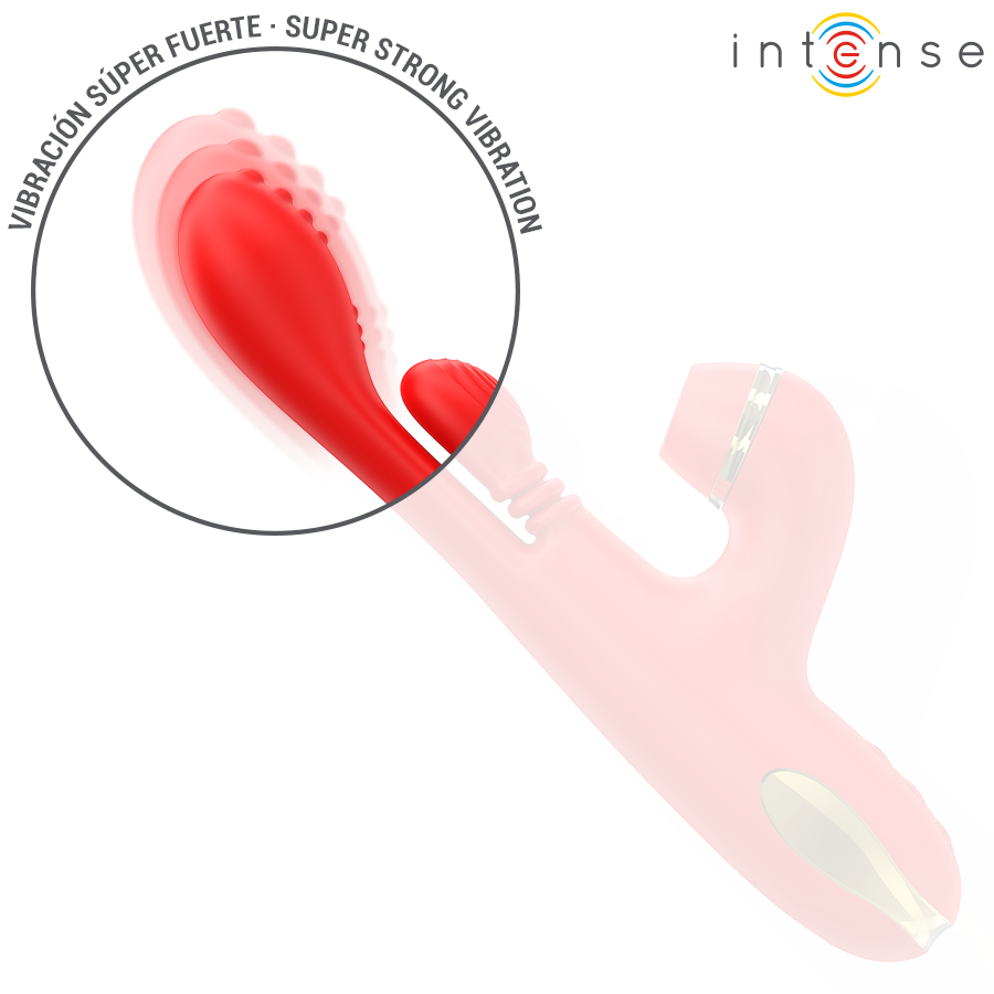 INTENSE - KATY MULTIFUNCTIONELE CLITORISSTIMULATOR 4 VERWISSELBARE OPZETSTUKKEN ROOD