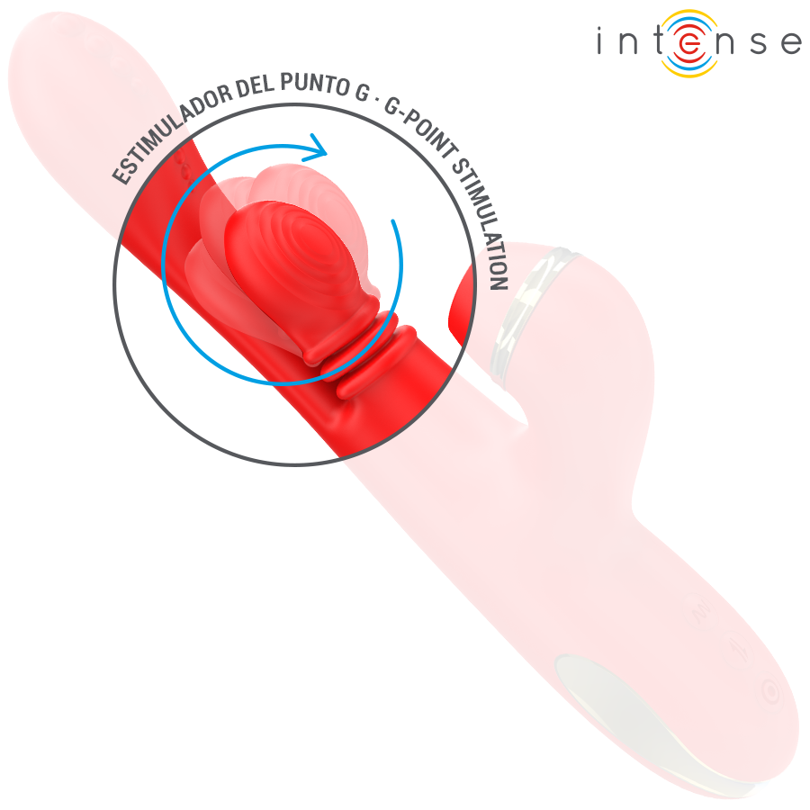INTENSE - KATY MULTIFUNCTIONELE CLITORISSTIMULATOR 4 VERWISSELBARE OPZETSTUKKEN ROOD