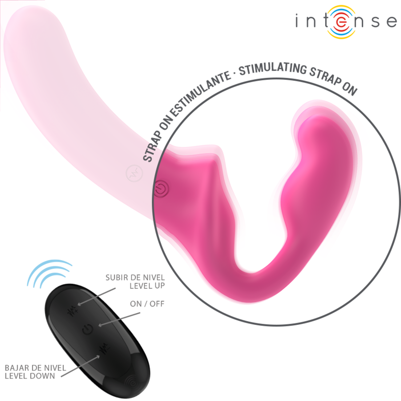 INTENSE - AMY DUBBELE VIBRATOR 20 CM ROZE AFSTANDSBEDIENING