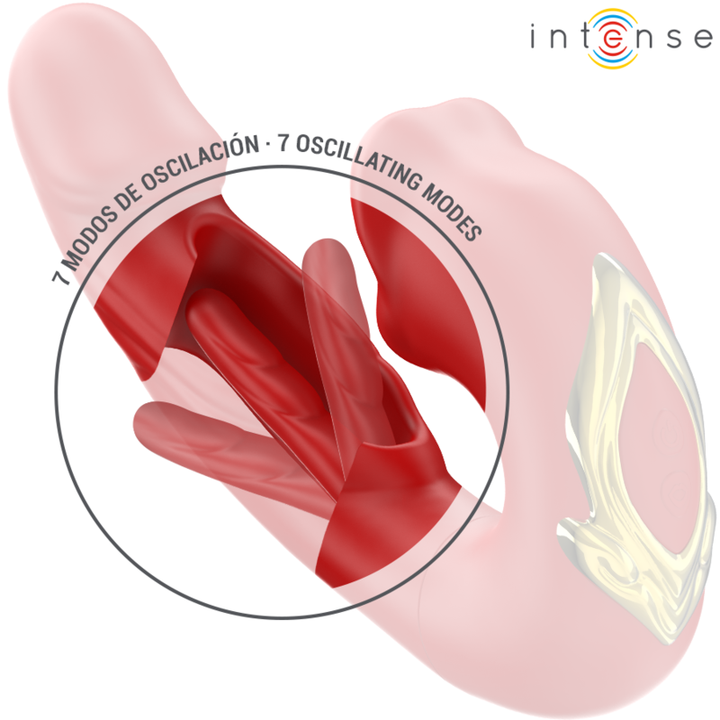 INTENSE - NATHY DUBBELE VIBRATOR MET MULTIFUNCTIONELE STIMULERENDE MOND ROOD
