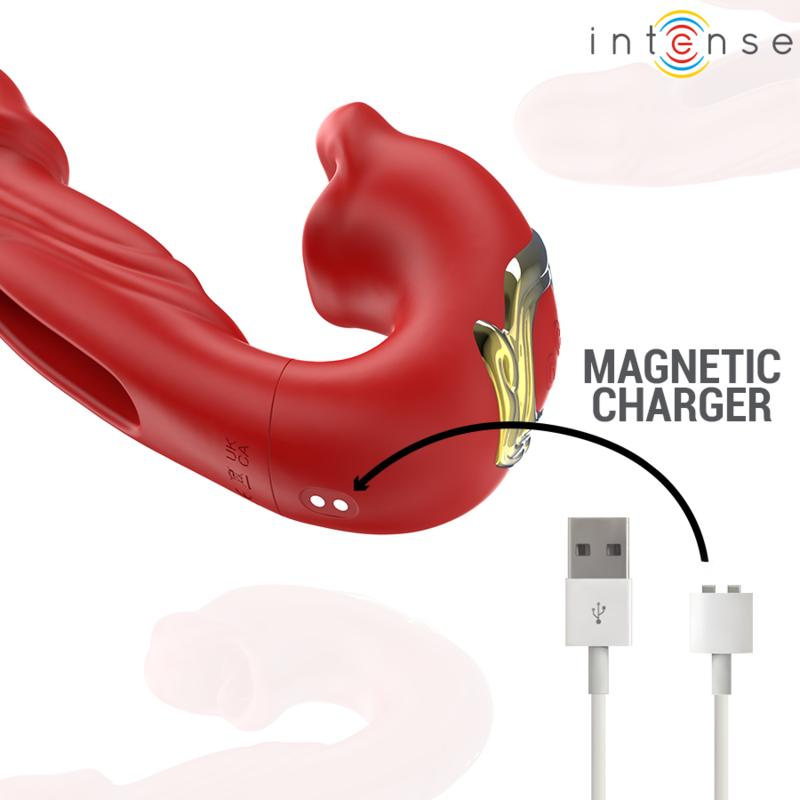 INTENSE - NATHY DUBBELE VIBRATOR MET MULTIFUNCTIONELE STIMULERENDE MOND ROOD