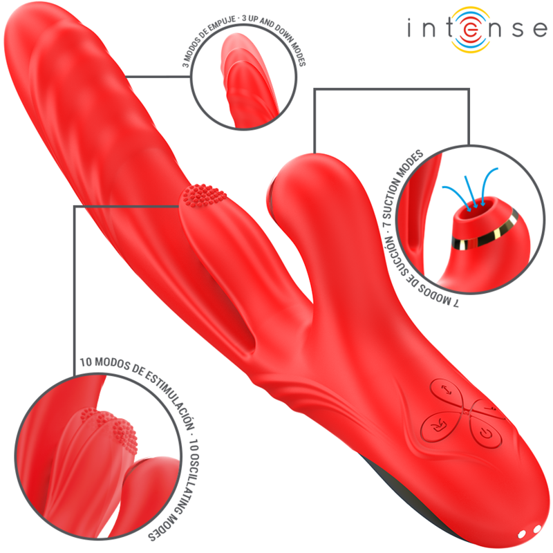 INTENSE - KAROL MULTIFUNCTIONELE VIBRATOR STOTEN & STIMULATIE & STIMULERENDE GOLVEN ROOD