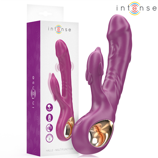 INTENSE - HALLE MULTIFUNCTIONELE VIBRATOR MET DOLFIJN STIMULERENDE TONGE PAARS