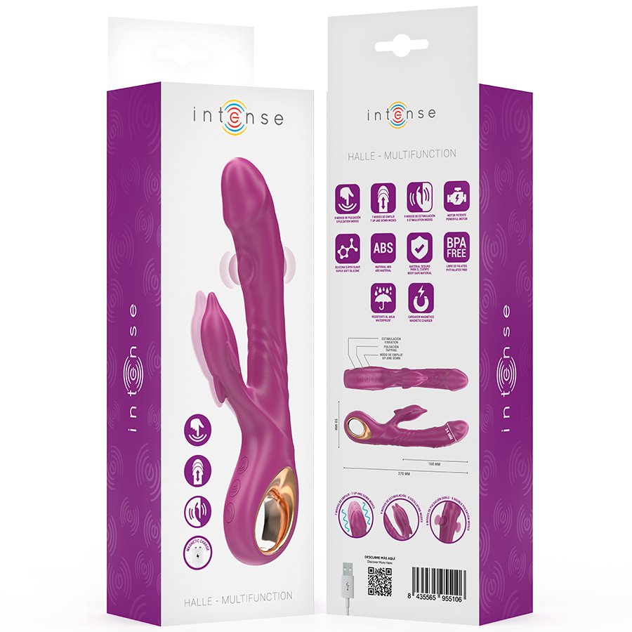 INTENSE - HALLE MULTIFUNCTIONELE VIBRATOR MET DOLFIJN STIMULERENDE TONGE PAARS