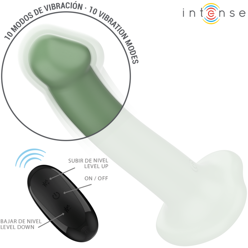 INTENSE - BECCA VIBRATOR MET ZUIGNAP 10 TRILLINGEN GROENE AFSTANDSBEDIENING