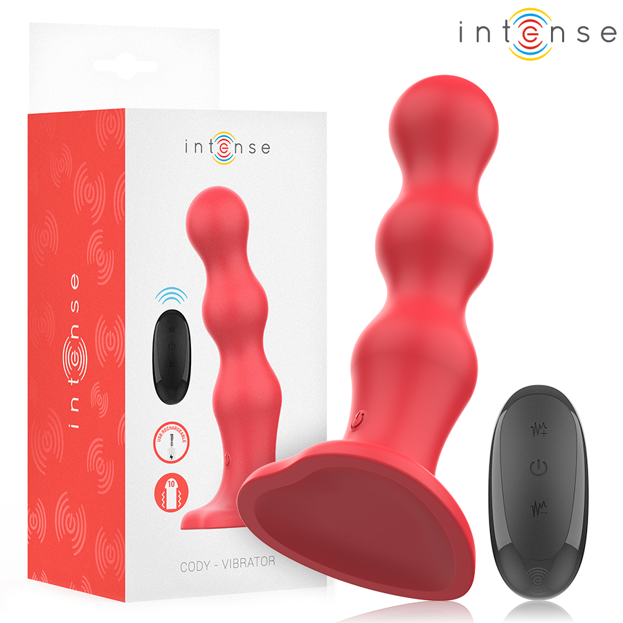 INTENSE - CODY VIBRATOR MET ZUIGNAP ROOD AFSTANDSBEDIENING