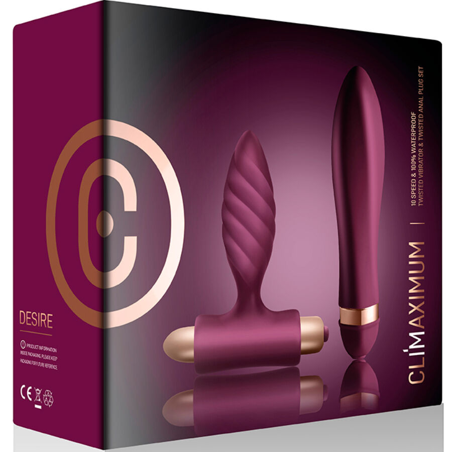 CLIMAXIMUM - DESIRE KIT GEDRAAIDE VIBRATOR + ANALE PLUG