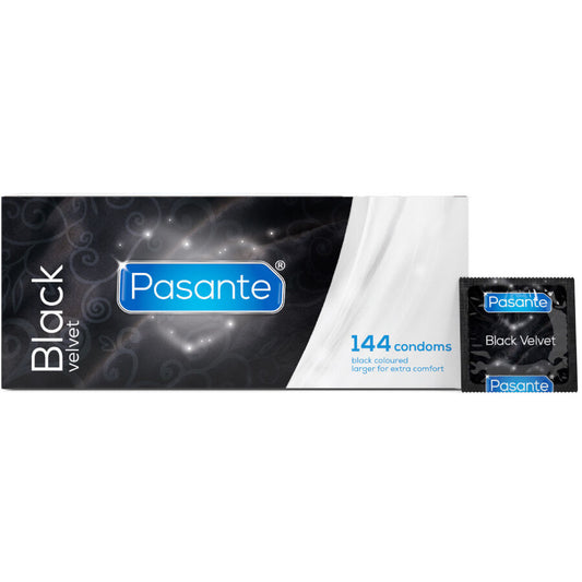 PASANTE - ZWARTE FLUWELEN CONDOMS DOOS 144 STUKS